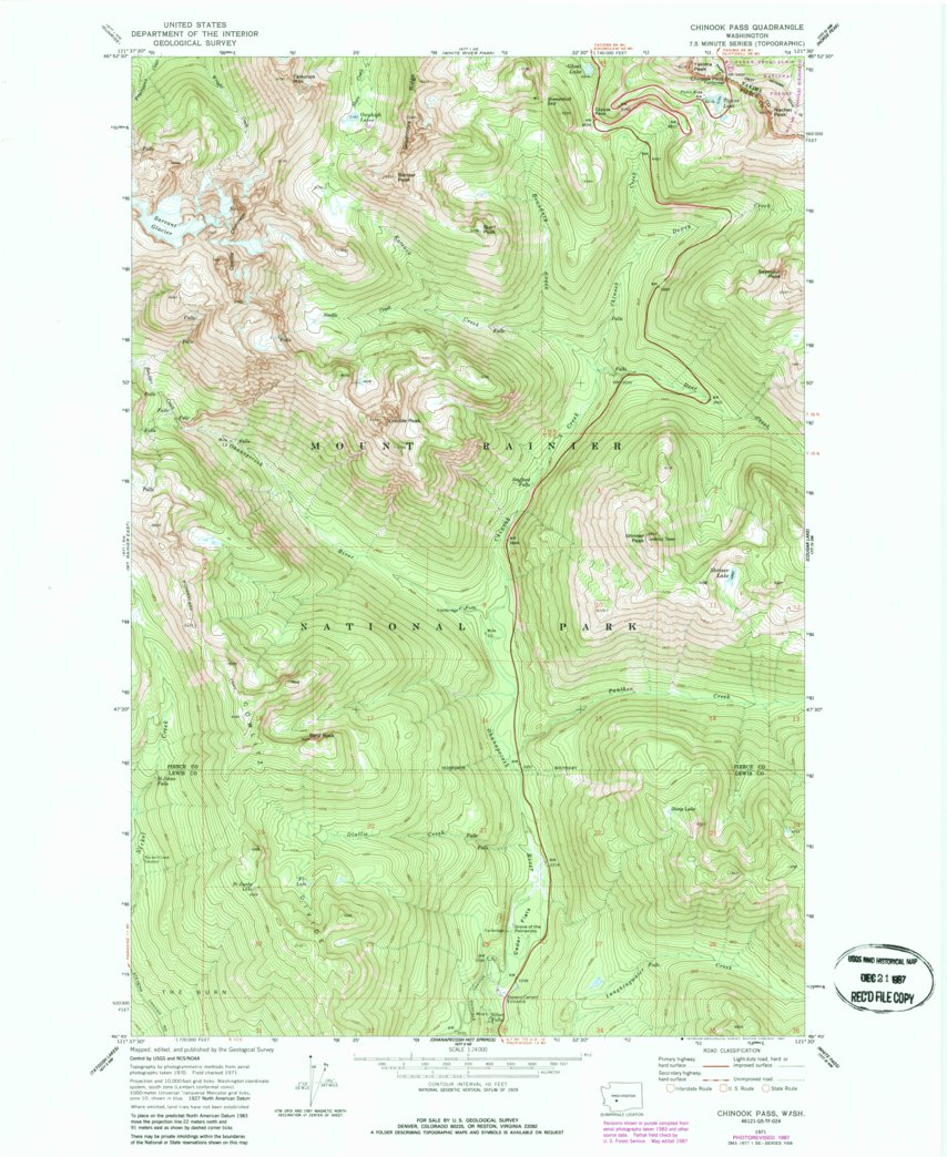 Chinook Pass, WA (1971, 24000Scale) Map by United States Geological