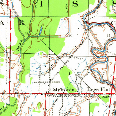 United States Geological Survey Choctaw, MS (1939, 62500-Scale) digital map