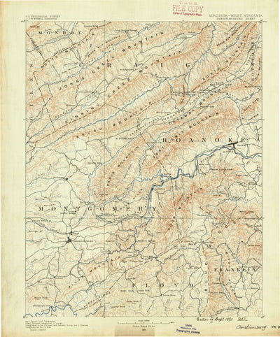 United States Geological Survey Christiansburg, VA-WV (1890, 125000-Scale) digital map