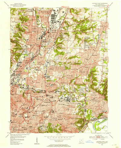 United States Geological Survey Cincinnati East, OH (1953, 24000-Scale) digital map