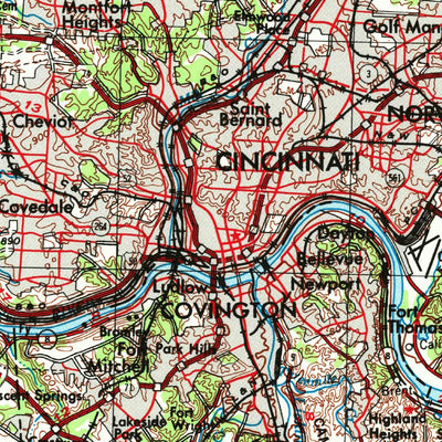 United States Geological Survey Cincinnati, OH-IN-KY (1953, 250000-Scale) digital map