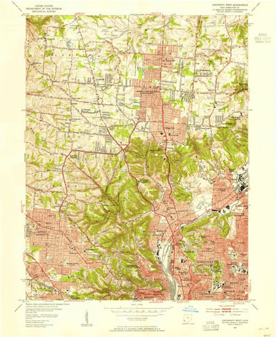 United States Geological Survey Cincinnati West, OH (1953, 24000-Scale) digital map