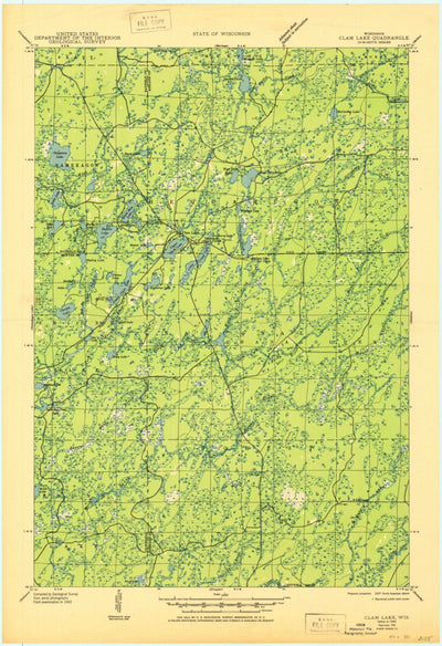United States Geological Survey Clam Lake, WI (1945, 48000-Scale) digital map