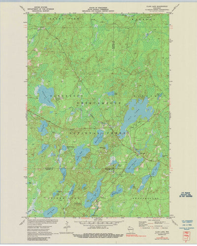 United States Geological Survey Clam Lake, WI (1971, 24000-Scale) digital map