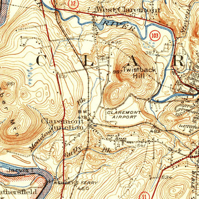 United States Geological Survey Claremont, NH-VT (1929, 62500-Scale) digital map
