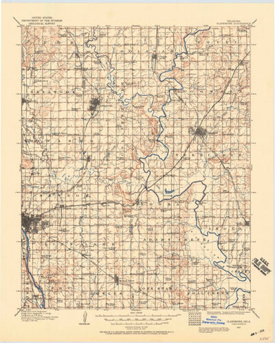 United States Geological Survey Claremore, OK (1914, 125000-Scale) digital map