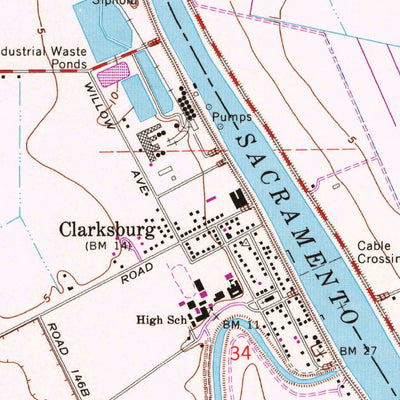 United States Geological Survey Clarksburg, CA (1967, 24000-Scale) digital map
