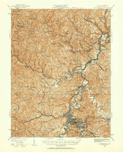 United States Geological Survey Clarksburg, WV (1923, 62500-Scale) digital map