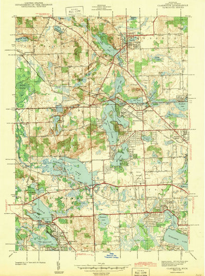 United States Geological Survey Clarkston, MI (1943, 24000-Scale) digital map