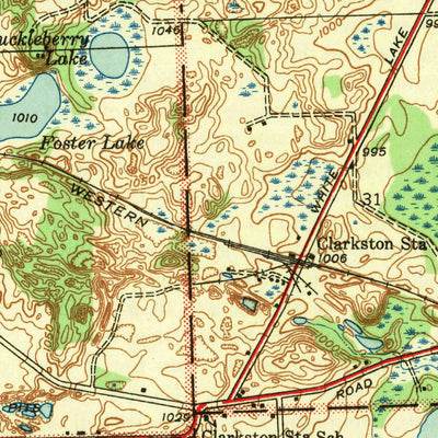 United States Geological Survey Clarkston, MI (1943, 24000-Scale) digital map