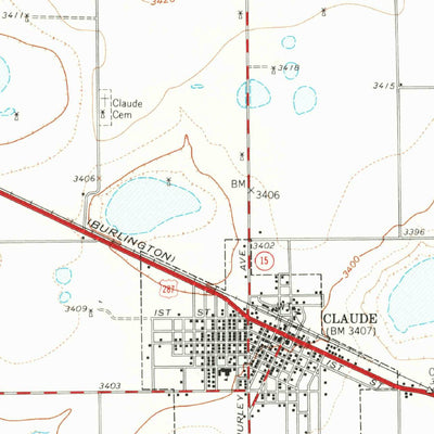 United States Geological Survey Claude, TX (1960, 62500-Scale) digital map