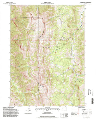 United States Geological Survey Clause Peak, WY (1996, 24000-Scale) digital map