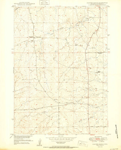 United States Geological Survey Clausen Ranch, WY (1950, 24000-Scale) digital map