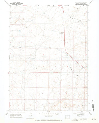 United States Geological Survey Clay Buttes, WY (1968, 24000-Scale) digital map
