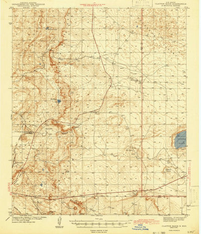 United States Geological Survey Clayton Basin, NM (1943, 62500-Scale) digital map