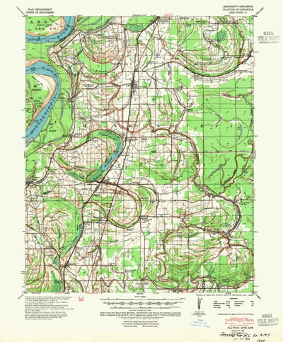 United States Geological Survey Clayton, MS-AR (1939, 62500-Scale) digital map
