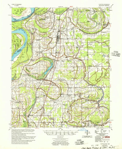 United States Geological Survey Clayton, MS-AR (1955, 62500-Scale) digital map
