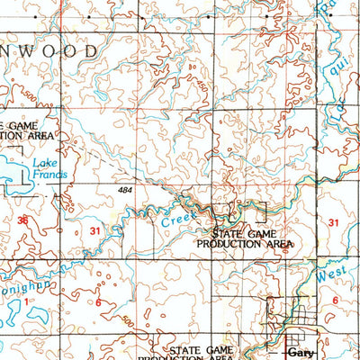 United States Geological Survey Clear Lake, SD-MN (1985, 100000-Scale) digital map
