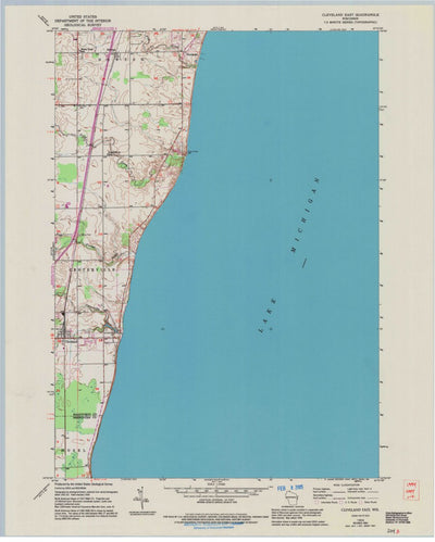United States Geological Survey Cleveland East, WI (1954, 24000-Scale) digital map