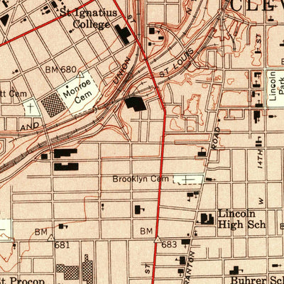 United States Geological Survey Cleveland South, OH (1953, 24000-Scale) digital map