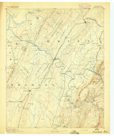 United States Geological Survey Cleveland, TN (1892, 125000-Scale) digital map