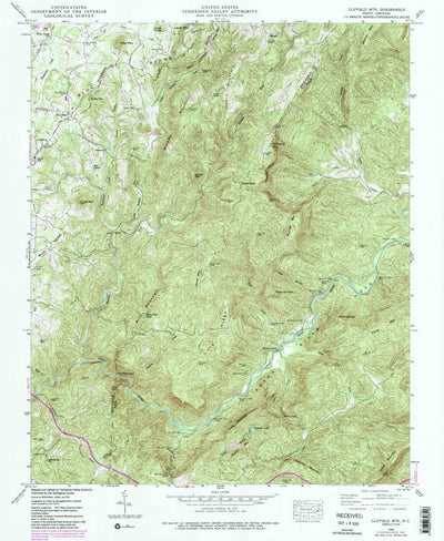 United States Geological Survey Cliffield Mountain, NC (1946, 24000-Scale) digital map