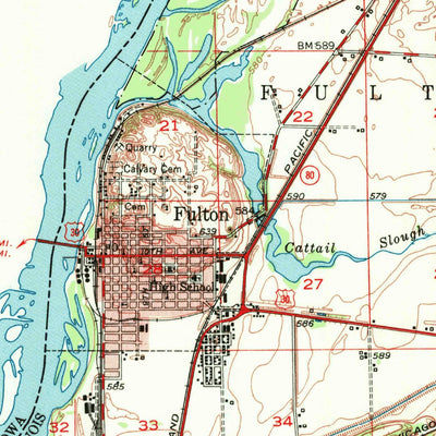 United States Geological Survey Clinton, IA-IL (1952, 62500-Scale) digital map