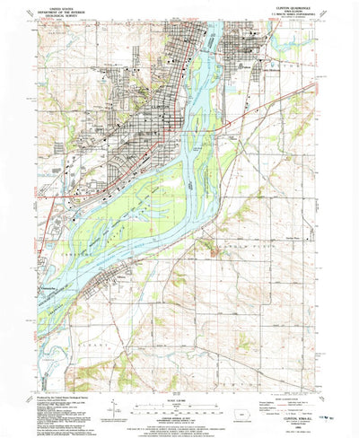 United States Geological Survey Clinton, IA-IL (1991, 24000-Scale) digital map