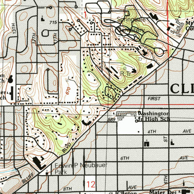 United States Geological Survey Clinton, IA-IL (1991, 24000-Scale) digital map