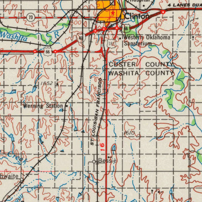 United States Geological Survey Clinton, OK-TX (1955, 250000-Scale) digital map