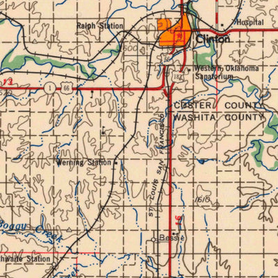 United States Geological Survey Clinton, OK-TX (1957, 250000-Scale) digital map