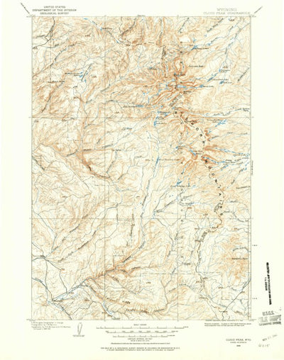 United States Geological Survey Cloud Peak, WY (1899, 125000-Scale) digital map