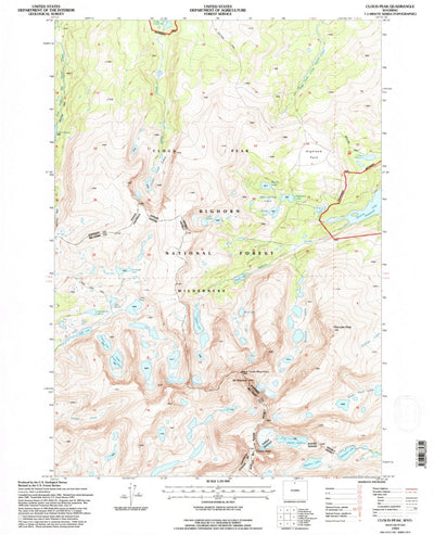 United States Geological Survey Cloud Peak, WY (1993, 24000-Scale) digital map