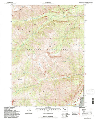 United States Geological Survey Clouds Home Peak, WY (1991, 24000-Scale) digital map