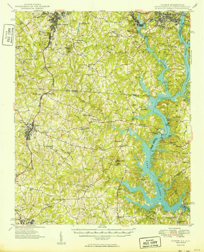 United States Geological Survey Clover, SC-NC (1949, 62500-Scale) digital map