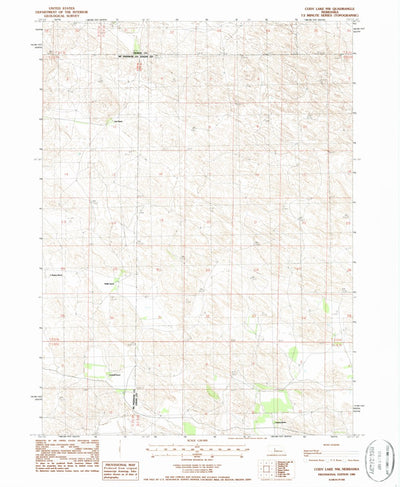United States Geological Survey Cody Lake NW, NE (1986, 24000-Scale) digital map