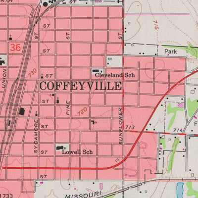 United States Geological Survey Coffeyville East, KS (1962, 24000-Scale) digital map