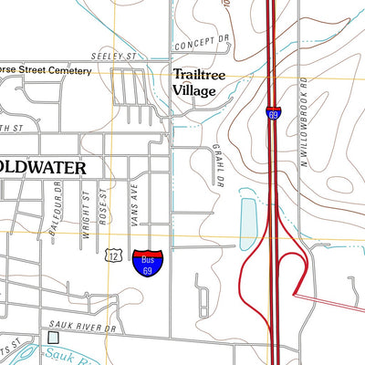 United States Geological Survey Coldwater East, MI (2011, 24000-Scale) digital map