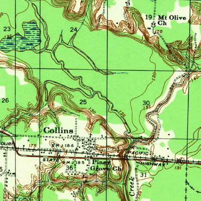 United States Geological Survey Collins, AR (1935, 62500-Scale) digital map