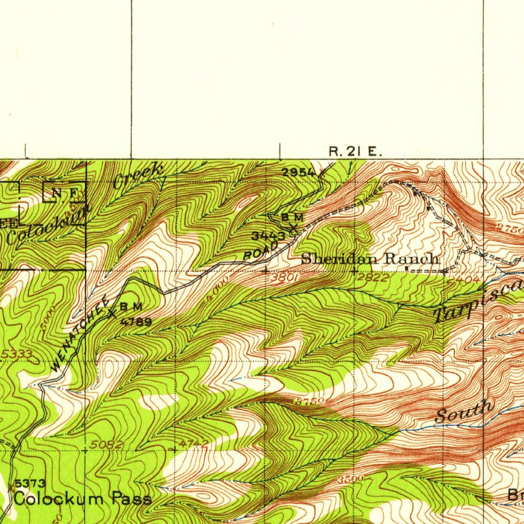 Colockum Pass, WA (1920, 125000-Scale) Map by United States Geological ...