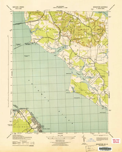 United States Geological Survey Colonial Beach North, VA-MD (1943, 31680-Scale) digital map