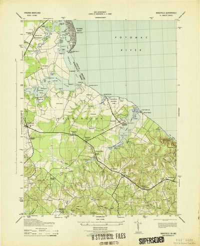 United States Geological Survey Colonial Beach South, VA-MD (1943, 31680-Scale) digital map