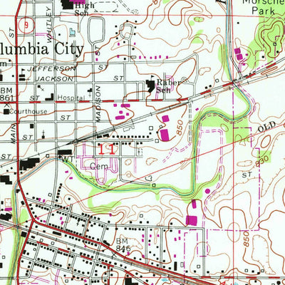 United States Geological Survey Columbia City, IN (1965, 24000-Scale) digital map