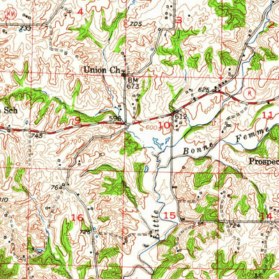 United States Geological Survey Columbia, MO (1948, 62500-Scale) digital map