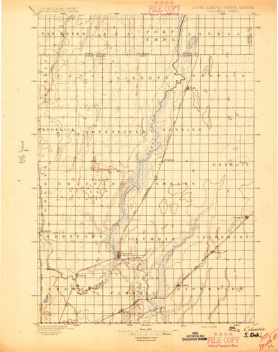 United States Geological Survey Columbia, SD-ND (1896, 125000-Scale) digital map