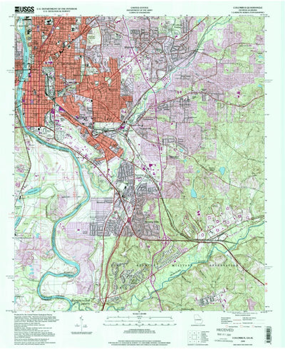 United States Geological Survey Columbus, GA-AL (1999, 24000-Scale) digital map