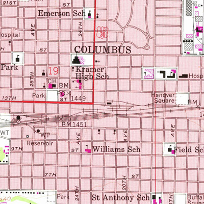 United States Geological Survey Columbus, NE (1958, 24000-Scale) digital map