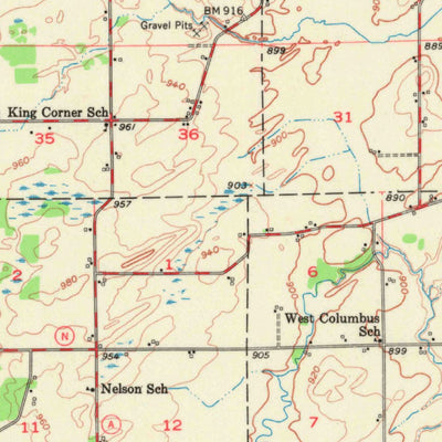 United States Geological Survey Columbus, WI (1955, 62500-Scale) digital map
