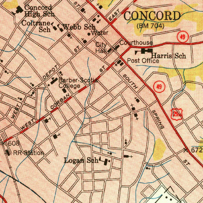 United States Geological Survey Concord, NC (1950, 24000-Scale) digital map