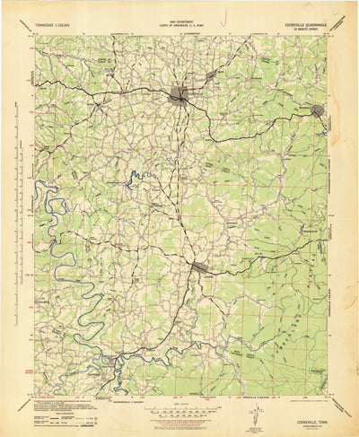 United States Geological Survey Cookeville, TN (1943, 100000-Scale) digital map